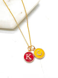 Red Yellow KC Enamel Charm Chiefs Kansas City Necklace