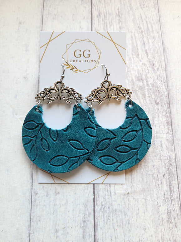 Circle Shaped Dangle Leather Earrings