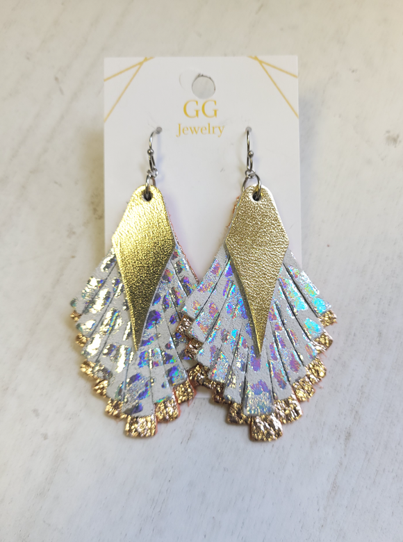 Geometric Fringe Layered - Gold, Silver, and Rose Gold - Genuine Leather Earrings