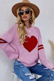 Lily Clothing - WOMEN OVERSIZED HEART PRINTING RIBBED PULLOVER_CWOSWL0323: APRICOT / (M) 1