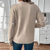 Khaki Lace Pullover V-Neck Valentine's Sweater