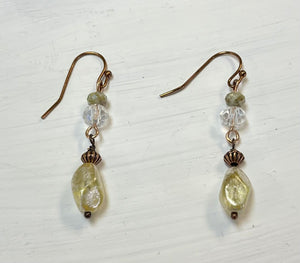 Mercury Glass & Pale Chartreuse Earrings