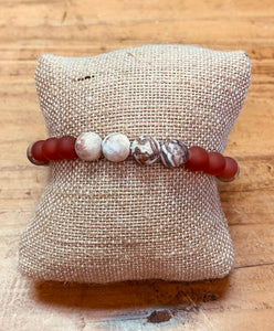 Tan & Coral Amber Bracelet