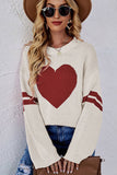 Lily Clothing - WOMEN OVERSIZED HEART PRINTING RIBBED PULLOVER_CWOSWL0323: APRICOT / (M) 1