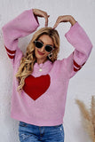 Lily Clothing - WOMEN OVERSIZED HEART PRINTING RIBBED PULLOVER_CWOSWL0323: APRICOT / (S) 1