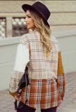 Plaid Color Block Patchwork Shirt Jacket with Pocket