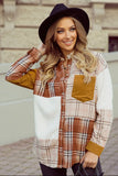 Plaid Color Block Patchwork Shirt Jacket with Pocket