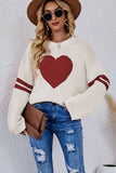 Lily Clothing - WOMEN OVERSIZED HEART PRINTING RIBBED PULLOVER_CWOSWL0323: APRICOT / (S) 1