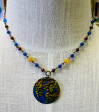 Cobalt - Green Embossed Patina Necklace