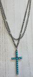 Big Turquoise Cross Necklace