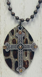 Silver Cross With Amber Stones