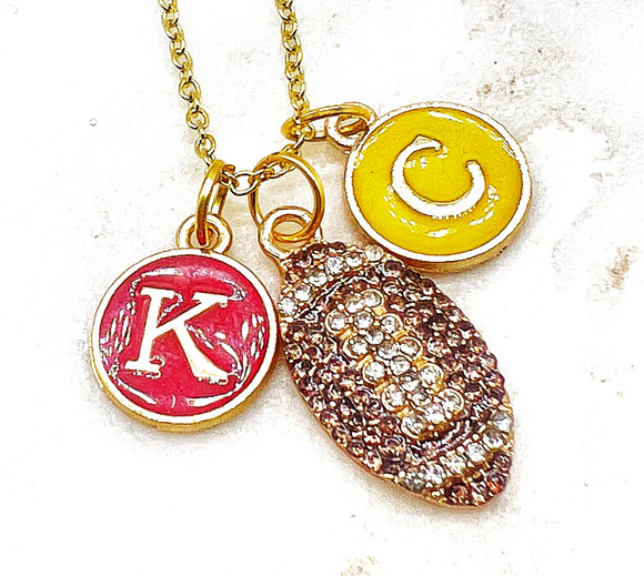 Red Yellow KC Football Charm Chiefs Kansas City Necklace