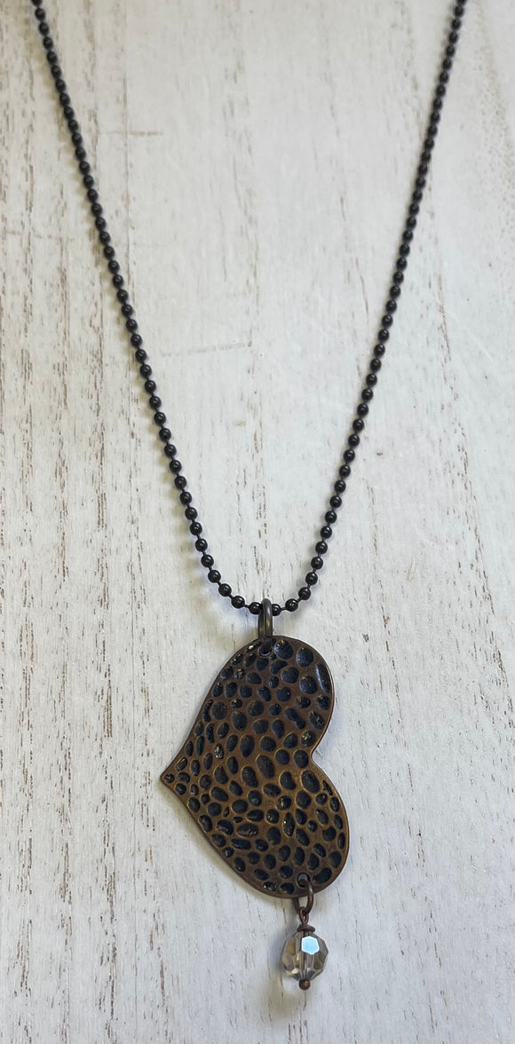 Antique Heart & Crystal Necklace