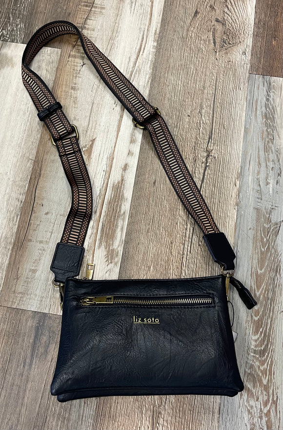 Black Crossbody With Woven Strap