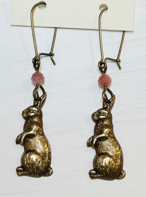 Brass Rabbits Dangle Earrings