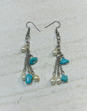 Dangled Pearl & Turquoise Earrings