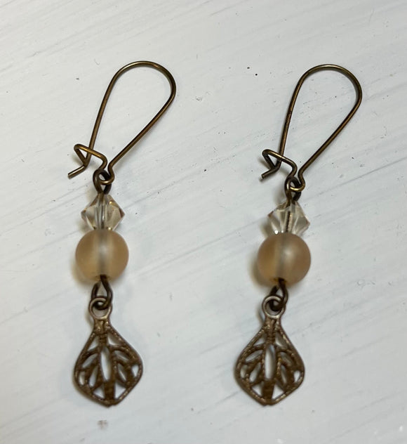 Frosted Silk Glass Round Earrings