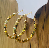 Gold Faceted Bead Hoops Eearrings