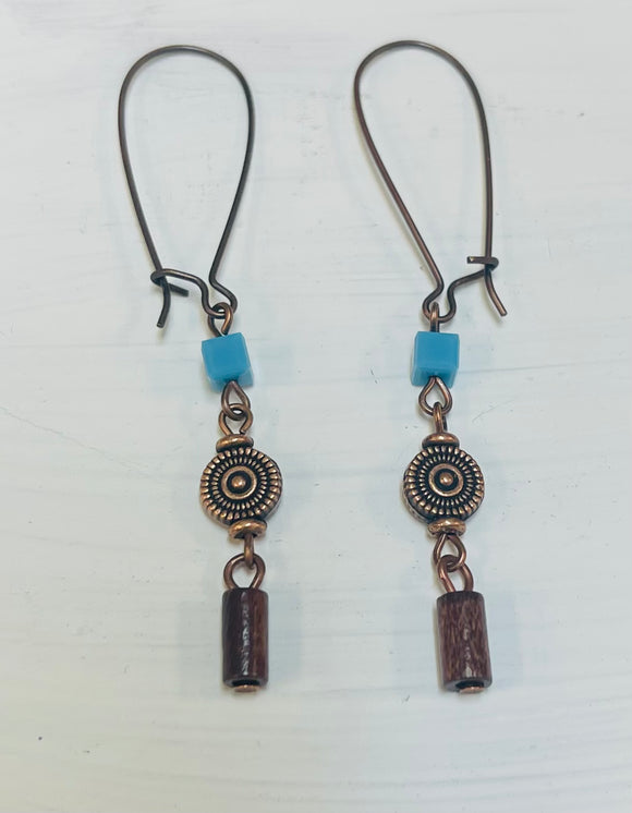 Oval Turquoise With Mahogany Earrings