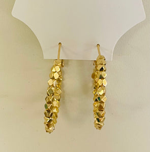 Gold Faceted Bead Hoops Eearrings