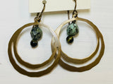 Double Brass Turquoise Earrings