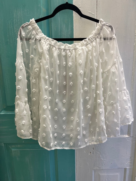 White Dot Bell Sleeve