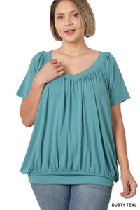 Women's Plus - Teal Short Sleeve Blouse