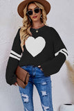 Lily Clothing - WOMEN OVERSIZED HEART PRINTING RIBBED PULLOVER_CWOSWL0323: APRICOT / (M) 1