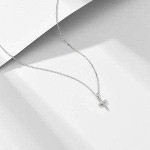 Dainty Cross Charm Pendant Necklace in 925 Sterling Silver & Gold