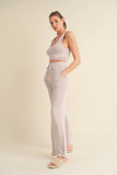 Soft Brushed Hacci Pink Lounge Tank and Pants Set