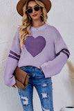 Lily Clothing - WOMEN OVERSIZED HEART PRINTING RIBBED PULLOVER_CWOSWL0323: APRICOT / (M) 1