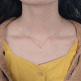 Dainty Cross Charm Pendant Necklace in 925 Sterling Silver & Gold