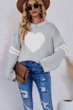 Lily Clothing - WOMEN OVERSIZED HEART PRINTING RIBBED PULLOVER_CWOSWL0323: APRICOT / (S) 1