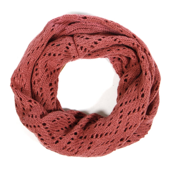 Diamond Knit Pink Infinity Scarf