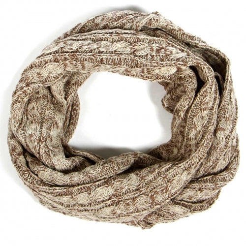 Cable Knit Infinity Beige Scarf