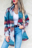 Aztec Printed Side Button Down Shirt Jacket