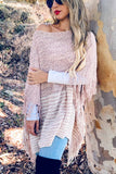 Stripe Soft Knit Poncho Cardigan With Tassel