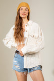 Cable Knit Cream Collared Jacket
