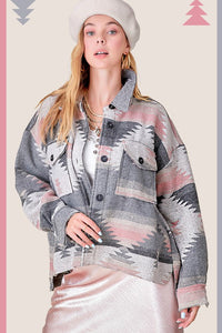 Grey & Pink  Aztec Jacket