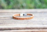 Tan Leather Bracelets with Words