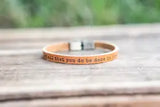 Tan Leather Bracelets with Words