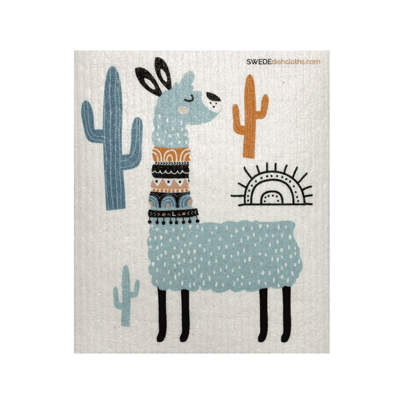 SWEDEdishcloths - Swedish Dishcloth Turquoise Llama Spongecloth