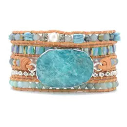 Amazonite Golden Wrap Bracelet