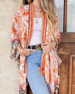 Floral Border Printed Cardigan