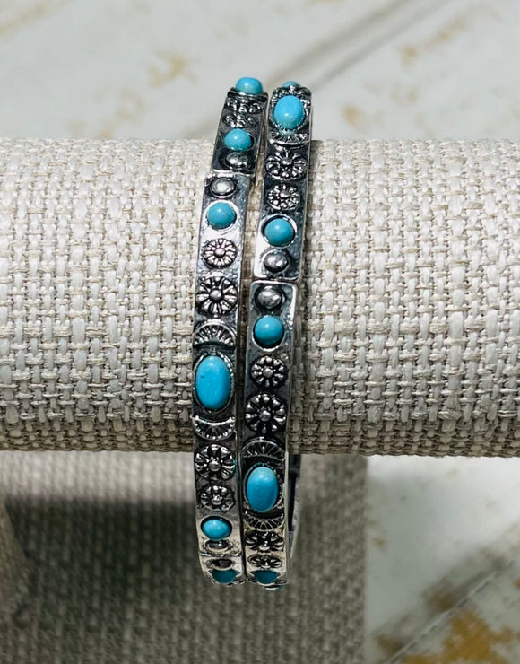 Stretch Turquoise Flower bracelet
