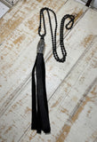 Silver Spoon Necklace - Black, White and Teal