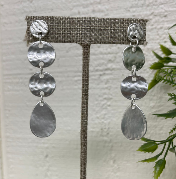 Round Drop Silver Earrings