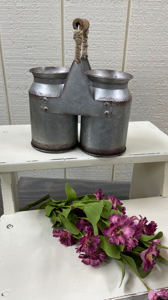 Double Tin Vase Holder