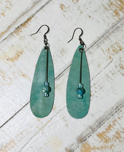 Long Mint Tear Drop Earrings