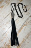 Silver Spoon Necklace - Black, White and Teal